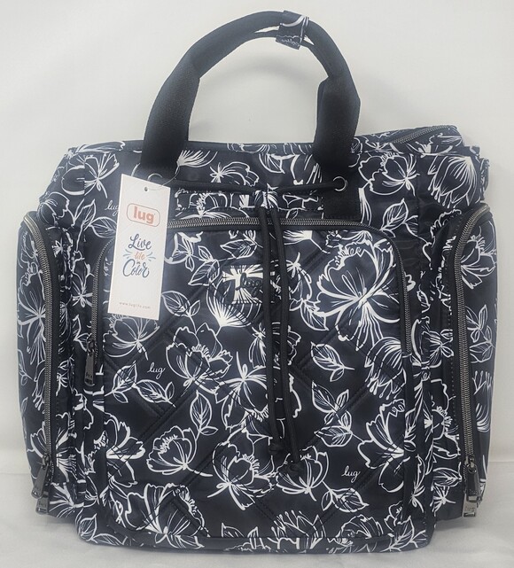 lug Handbags - Lug Bustle Convertible Tote Crossbody Adjustable Strap Outline Floral Black NWT
